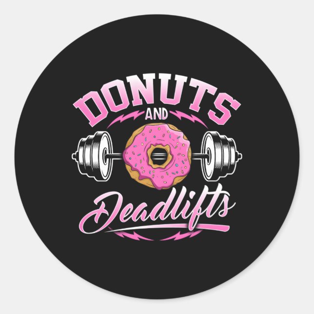 Donuts und Totenlifte Gewichtszunahme Gym Jacket Runder Aufkleber (Vorderseite)
