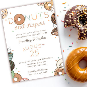 Donuts und Windeln Baby Jungen Paare Spritzparty Einladung