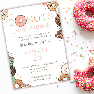 Donuts und Windeln Baby Mädchen Paare Shower Einladung