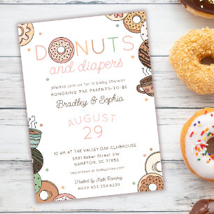 Donuts und Windeln Baby Mädchen Shower Einladung