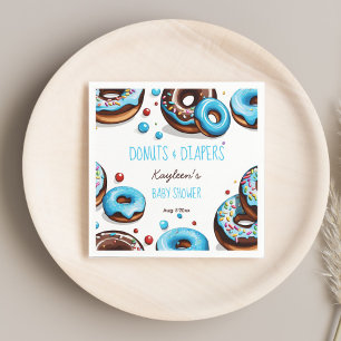 Donuts und Windeln blaue Babydusche bedruckt Serviette