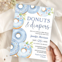 Donuts und Windeln Blaues Jungen-Baby-Shower