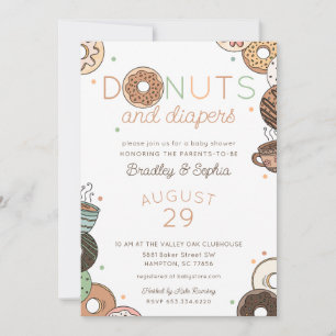 Donuts und Windeln Brunch Baby Boy Shower Einladung