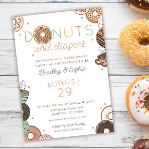 Donuts und Windeln Brunch Baby Boy Shower Einladung