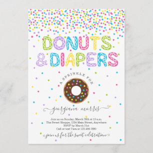 Donuts und Windeln Sprinkle Baby Dusche Einladung