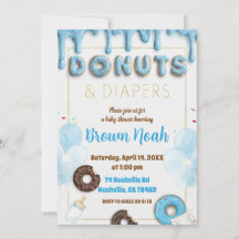 Donuts & Windeln Babyparty-Einladung | Blaue Donut