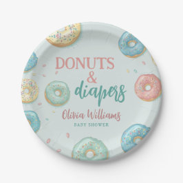 Donuts & Windeln Niedlich Minze Green Baby Dusche Pappteller