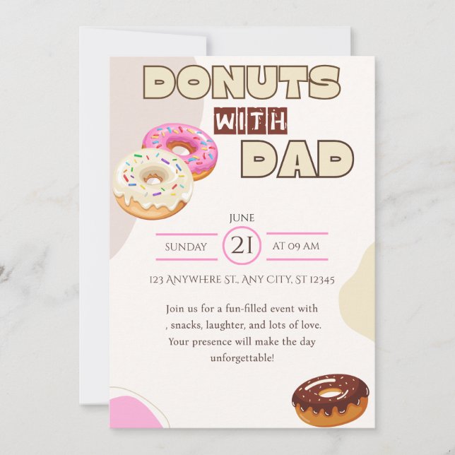 Donuts with Dad Father's Day Invitation Celebrate (Devant)