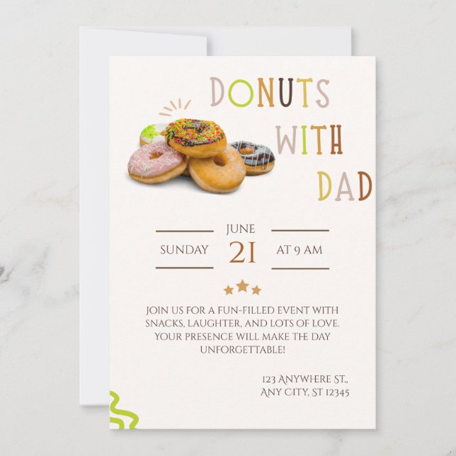 donuts with dad invitation Sweet father's day  (Devant)
