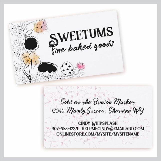 Doodbackbäckerei Süßigkeiten Blume Kuchen Kuchen Visitenkarte (Von Creator hochgeladen)