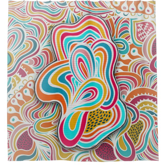 Doodelling-Party Duschvorhang (Vorderseite)