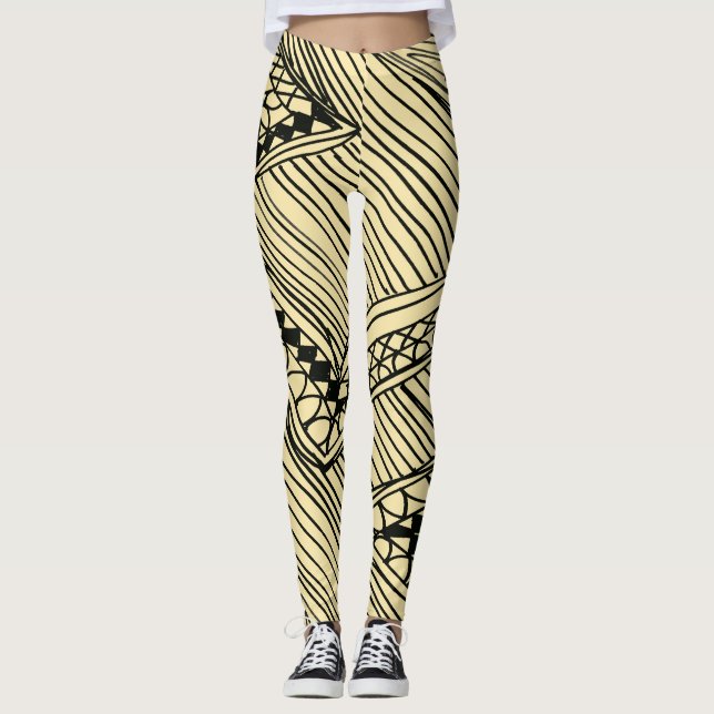 Doodle 1A Black Ivory Leggings (Vorderseite)