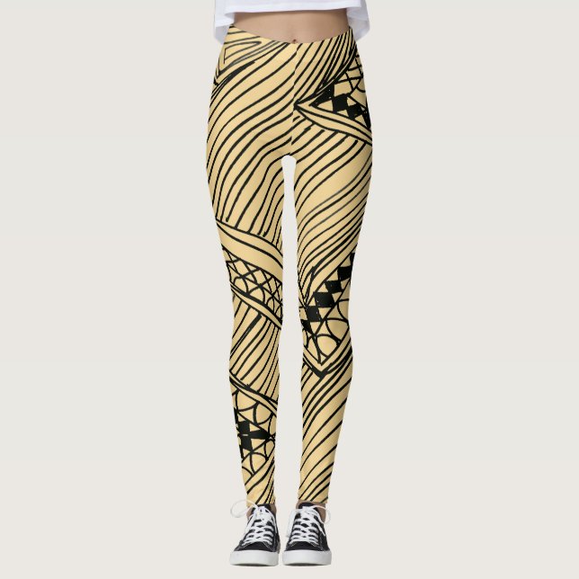 Doodle 1A Black Warn Beige Leggings (Vorderseite)
