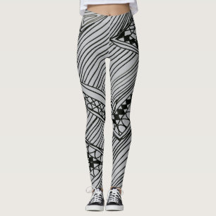 Doodle 1A Leggings Gris Clair et Noir