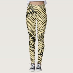 Doodle 1A Schwarz Elfenbein Leggings