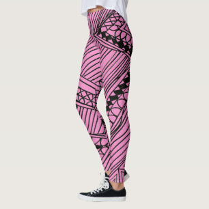 Doodle 1A Schwarz Hellrosa Leggings