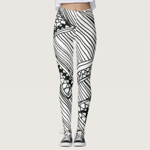 Doodle 1A Schwarz Weiße Leggings