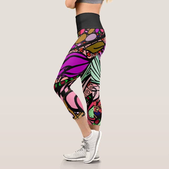 Doodle 1E Pink 1 Capri Leggings (Gauche)