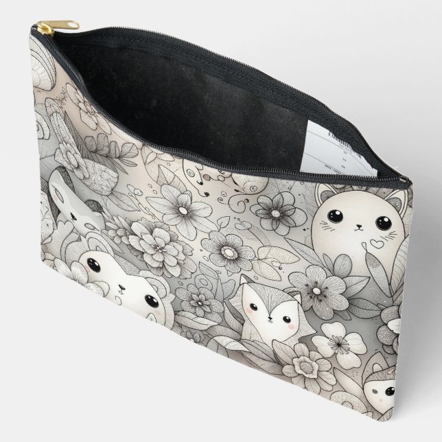 Doodle Abstrakte Tiersammlung Zubehörtasche (Offen)