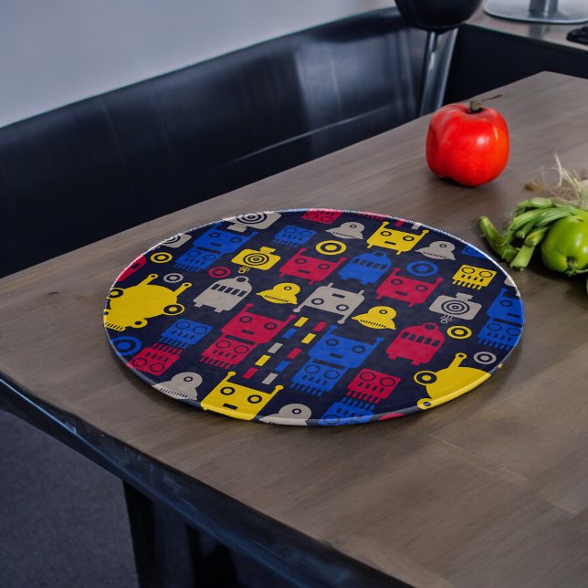 Doodle Alien Spaceship und Robot Muster Schneidebrett (Chopping Board)