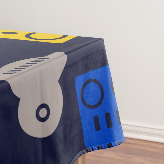 Doodle Alien Spaceship und Robot Muster Tischdecke (Beispiel)