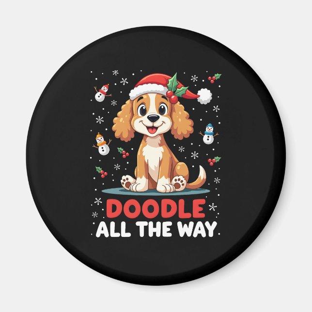 Doodle All The Way Funny Goldendoodle Santa Hat Ch Magnet (Vorne)