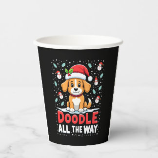 Doodle All The Way Funny Goldendoodle Santa Hat Ch Pappbecher