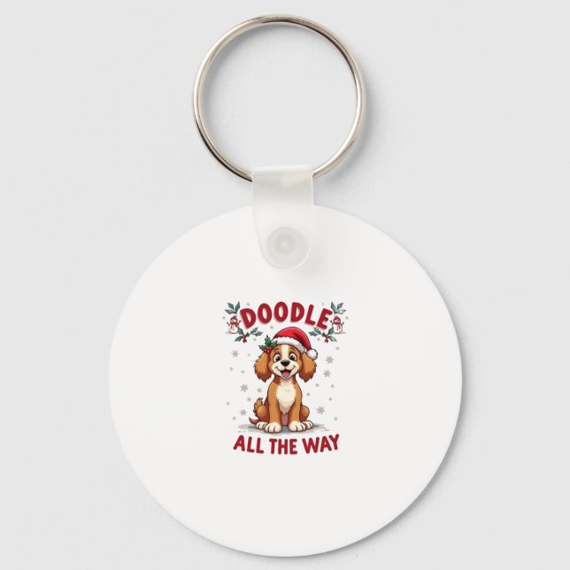 Doodle All The Way Funny Goldendoodle Santa Hat Ch Schlüsselanhänger (Vorderseite)