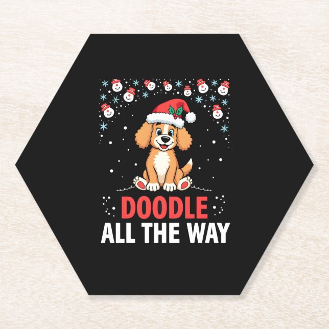 Doodle All The Way Funny Goldendoodle Santa Hat Ch Untersetzer (Vorderseite)