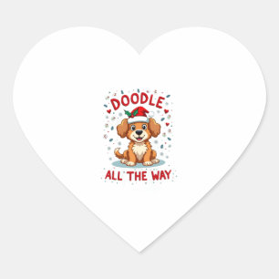 Doodle All The Way Lustige Goldendoodle Weihnachts Herz-Aufkleber
