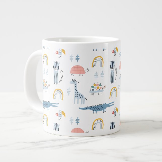 Doodle Animal Fun Muster Jumbo-Tasse (Vorderseite Links)