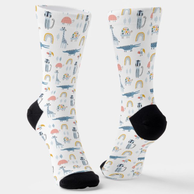 Doodle Animal Fun Muster Socken (Gewinkelt)