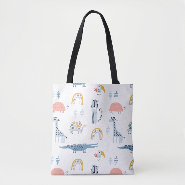 Doodle Animal Fun Muster Tasche (Vorderseite)