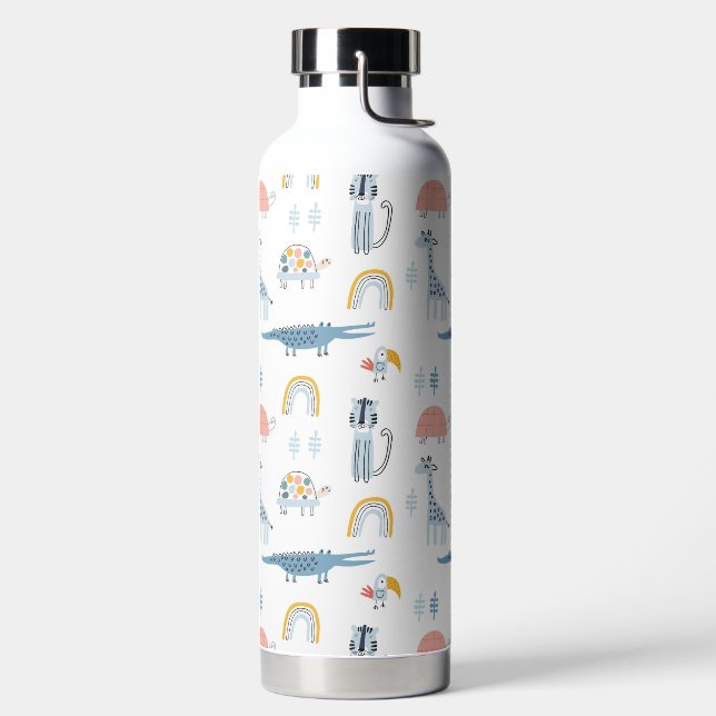 Doodle Animal Fun Muster Trinkflasche (links)