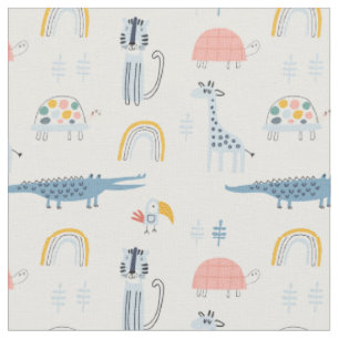 Doodle Animal Fun Pattern Stoff