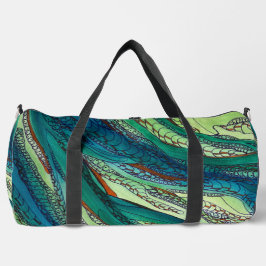 Doodle Art Blues und Grüntöne Duffle Bag