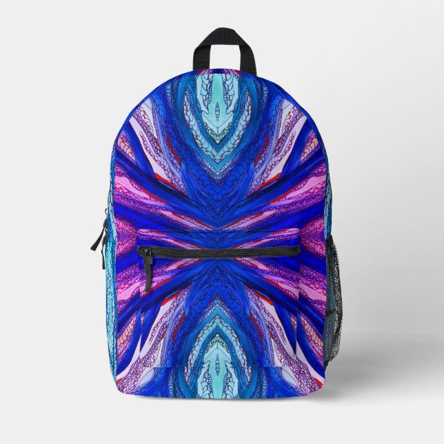 Doodle Art Blues und lila Bedruckter Rucksack (Vorderseite)