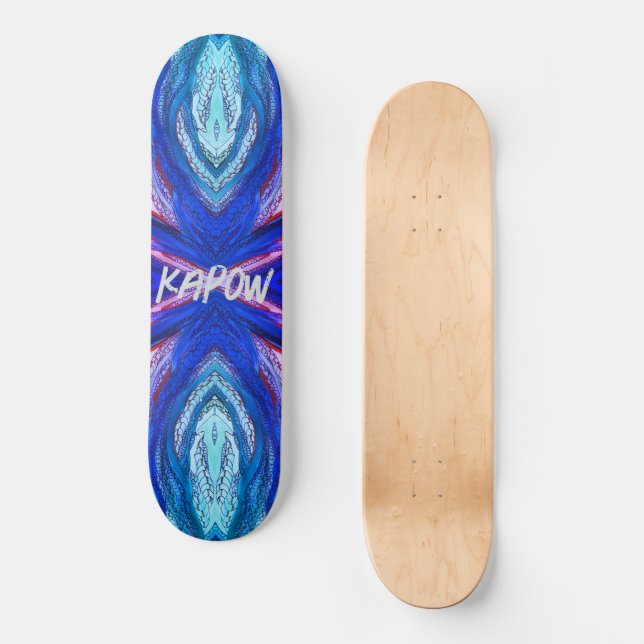 Doodle Art Blues und lila Skateboard (Vorderseite)