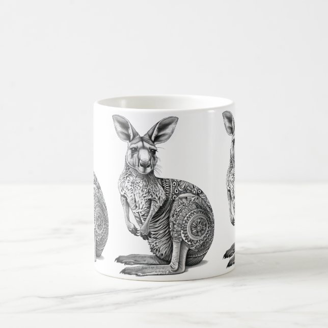 Doodle art Kangaroo Kaffeetasse (Mittel)