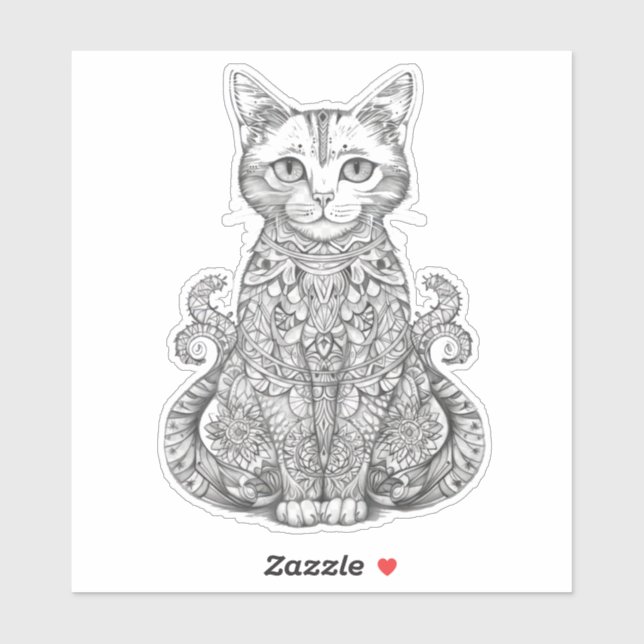 Doodle Art niedlich Cat Aufkleber (Blatt)
