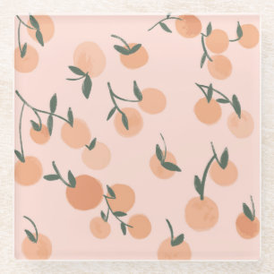 Doodle Art: Orangefarbenes Vintages Muster Glasuntersetzer