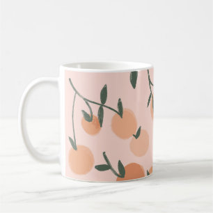 Doodle Art: Orangefarbenes Vintages Muster Kaffeetasse