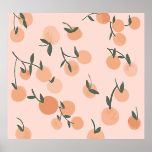 Doodle Art: Orangefarbenes Vintages Muster Poster