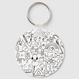 Doodle Art Schwarz-Weiß-Rucksack Schlüsselanhänger