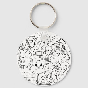 Doodle Art Schwarz-Weiß-Rucksack Schlüsselanhänger