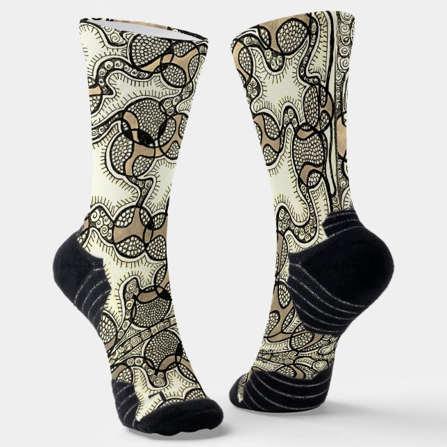 Doodle Art Weiß und Bräune Socken (Gewinkelt)
