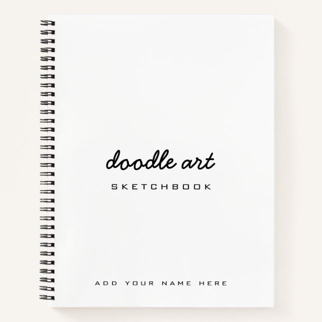 Doodle Art White Black Sketch Notizbuch (Vorderseite)