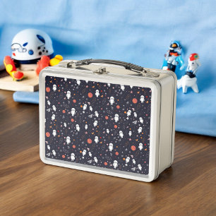 Doodle Astronaut Muster Metall Brotdose