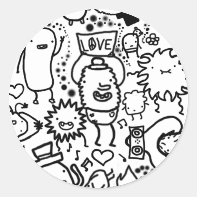 Doodle-Aufkleber Runder Aufkleber (Vorderseite)