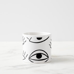 Doodle-Auge, kreatives, nahtloses Muster. Espressotasse